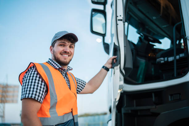 istock Truck driver getting in his truck. 1531075175