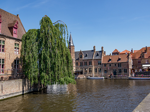 the old city of Bruges at summer time in Belgium