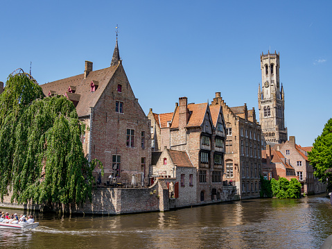 the old city of Bruges at summer time in Belgium