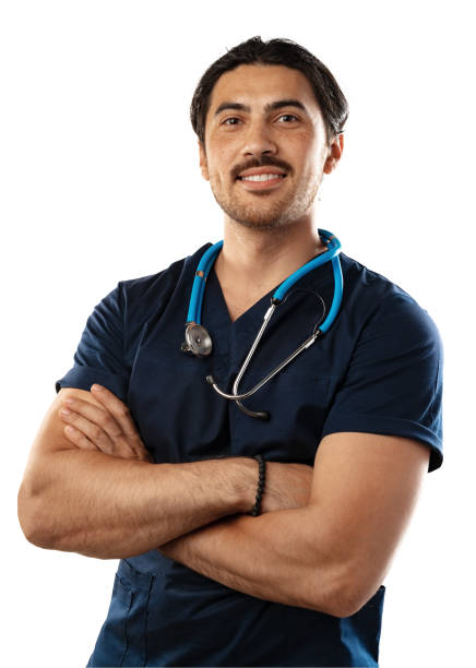 istock Smiling Asian doctor in uniform with stethoscope isolated on white background 1531104637