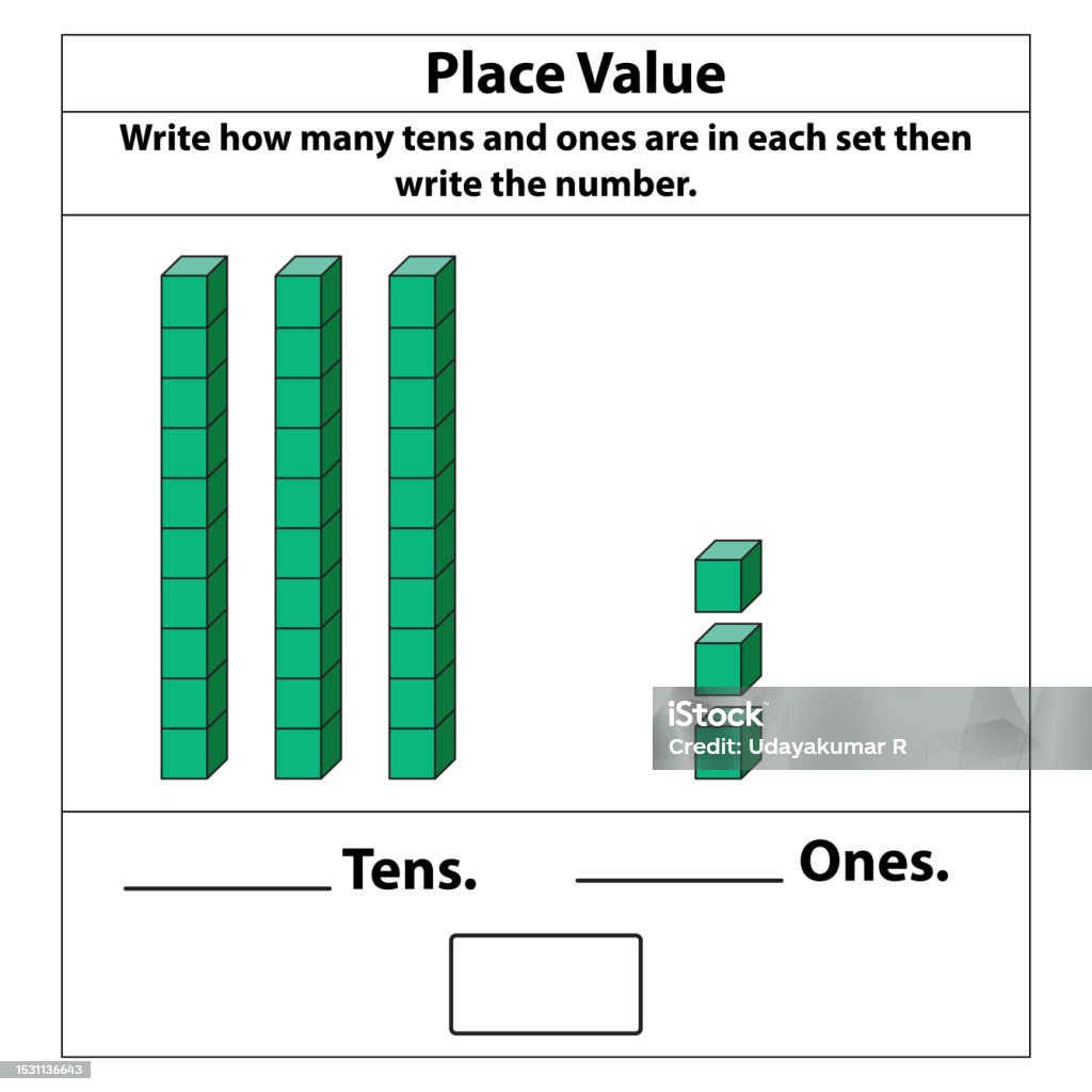 Hundreds Represeted Place Value Hundreds Tens And Ones 10 Blocks And Single Blocks Vector ...