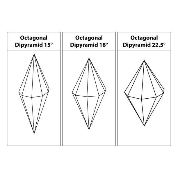 ilustrações de stock, clip art, desenhos animados e ícones de octagonal pyramid 15°, 18°, 22.5° geometric figures outline set isolated on a white backdrop. 3d shapes. in mathematics. vector illustration, - geometric shape pyramid shape three dimensional shape platonic solid