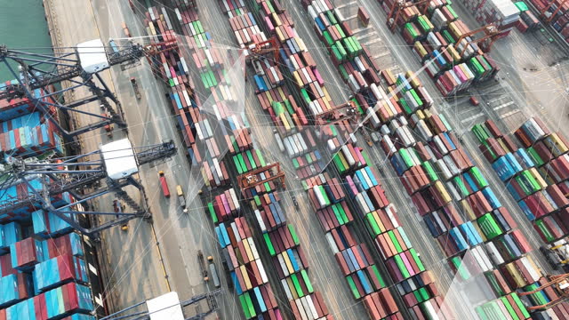 container terminal with big data AI 5G icon