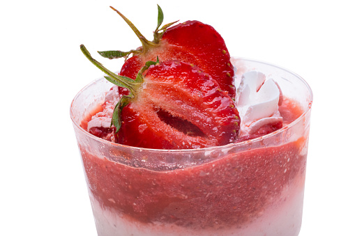 fruit dessert in glass isolated on white background