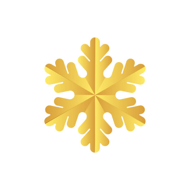 istock Golden snowflake icon. Foil snow flake stencil blueprint. 1531192672