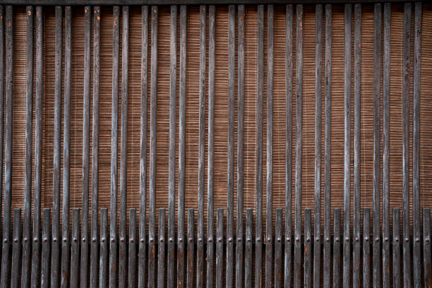 Japanese wooden window protection grid large background