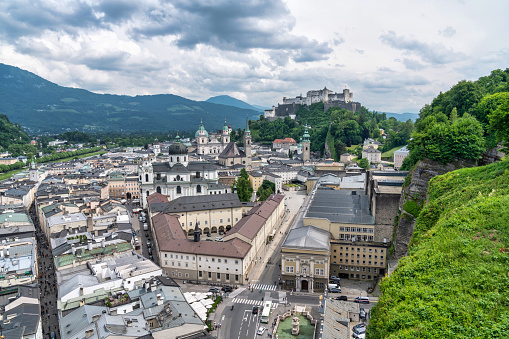 Festung Hohensalzburg and Salzach city in the summer of Salzburg, Austria.