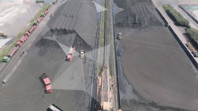 coal terminal transport with 5G big data icon
