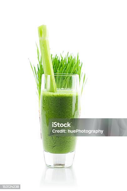 Fresh Wheat Grass Smoothie Isolated On White Background Stock Photo - Download Image Now