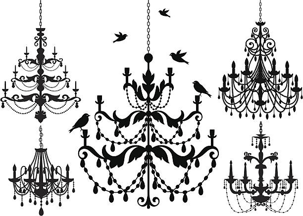 샹들리에 설정 - chandelier stock illustrations