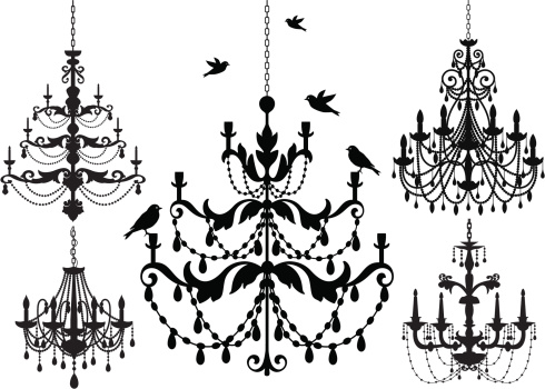 vintage chandelier silhouettes, vector set