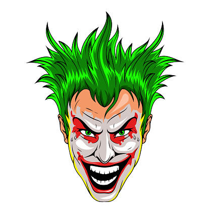 Joker. Vector illustration of a funny scary smile . ?razy clown mask. Angry face clown