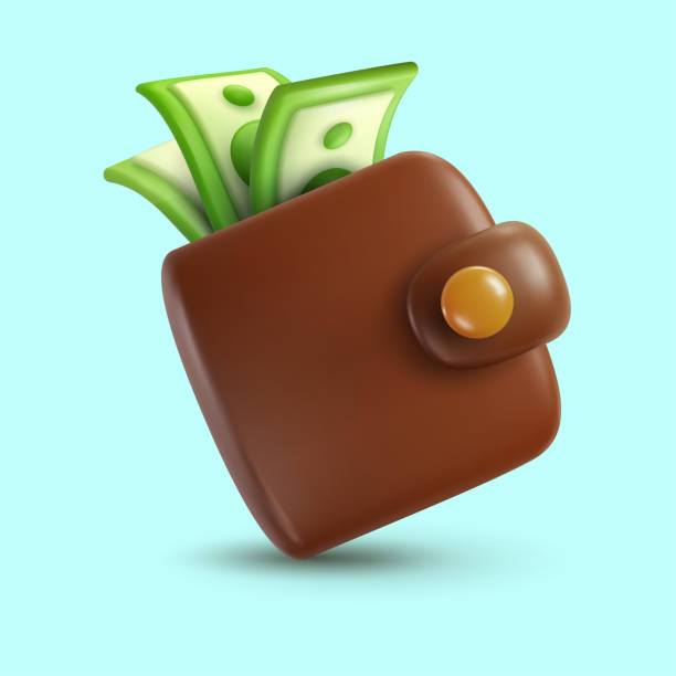 istock 3d vector leather money wallet with paper money in realistic cartoon style. Bright modern design element. Creative colorful art illustration isolated on color background. 1531296230