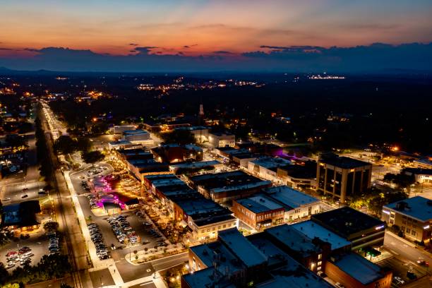istock Aerial view of Hickory NC at night 1531296803