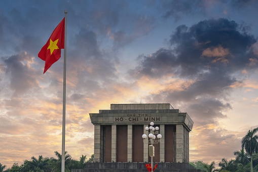 view of Ho Chi Minh Mausoleum in Hanoi, Vietnam in a summer day, Vietnam. Famous destination of Vietnam