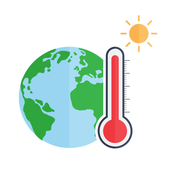 istock Global warming symbol with thermometer. Hot melt planet earth isolated on white background. Vector illustration in modern flat design. 1531315161