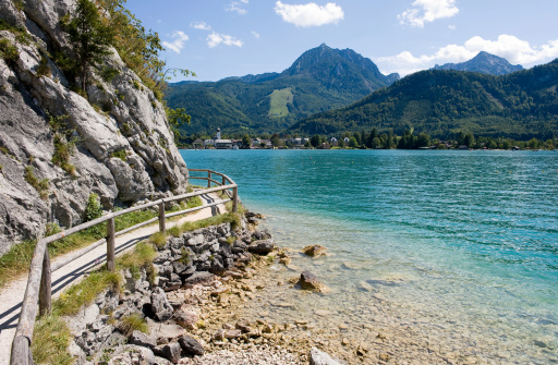 Small path over the banks of the Wolfgangsee in Austria