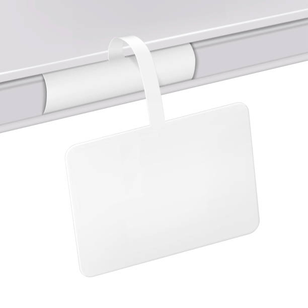 ilustrações, clipart, desenhos animados e ícones de maquete vetorial de oscilação de prateleira retangular. branco branco branco retângulo supermercado dangler realista mock-up - shelf talker mockup