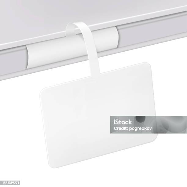 Dangler Rectangular Rectangular Shelf Wobbler Vector Mockup White Blank Rectangle ...
