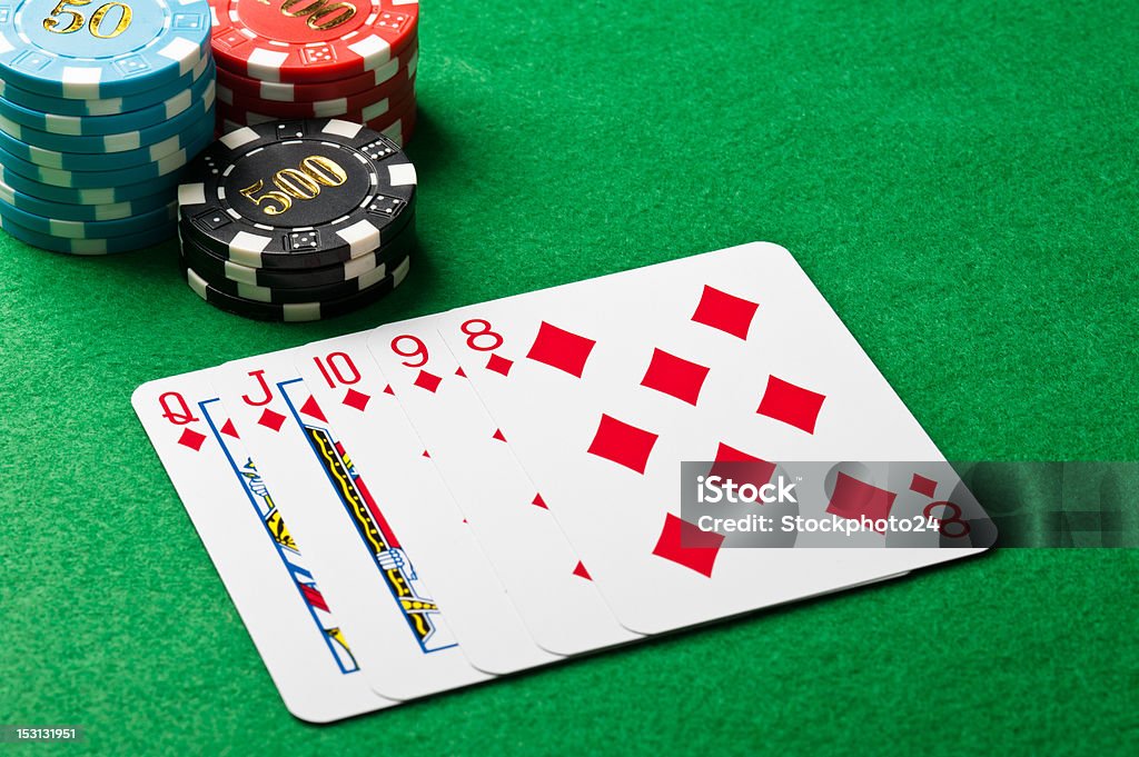 Straight flush em um jogo de poker - Royalty-free Apostas desportivas Foto de stock