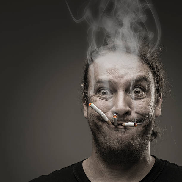 Happy Smoker Stock Photo - Download Image Now - Humor, Adult, Smoke -  Physical Structure - iStock