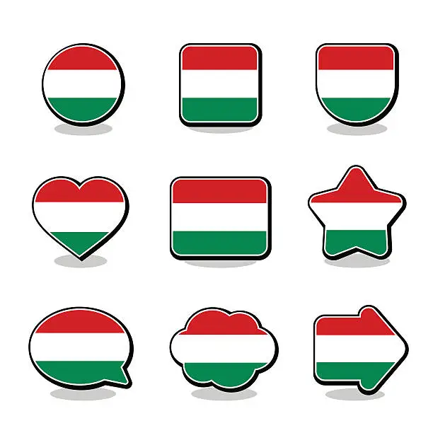 Vector illustration of HUNGARY FLAG ICON SET