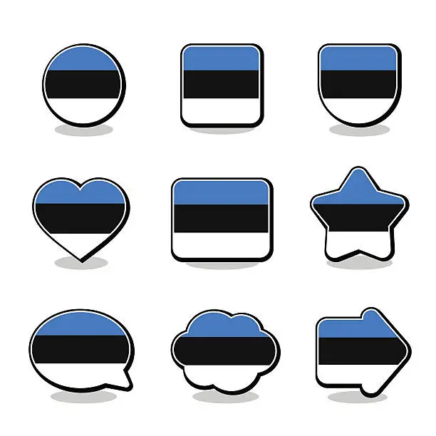 Vector illustration of ESTONIA FLAG ICON SET