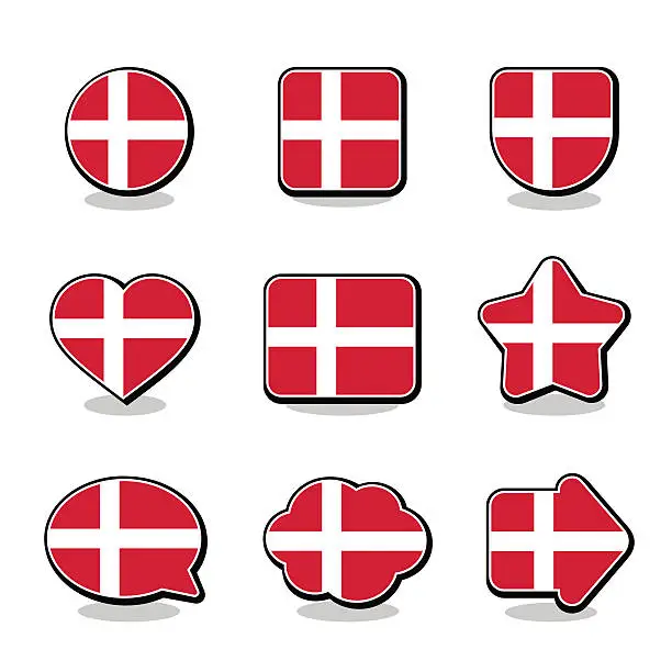 Vector illustration of DENMARK FLAG ICON SET