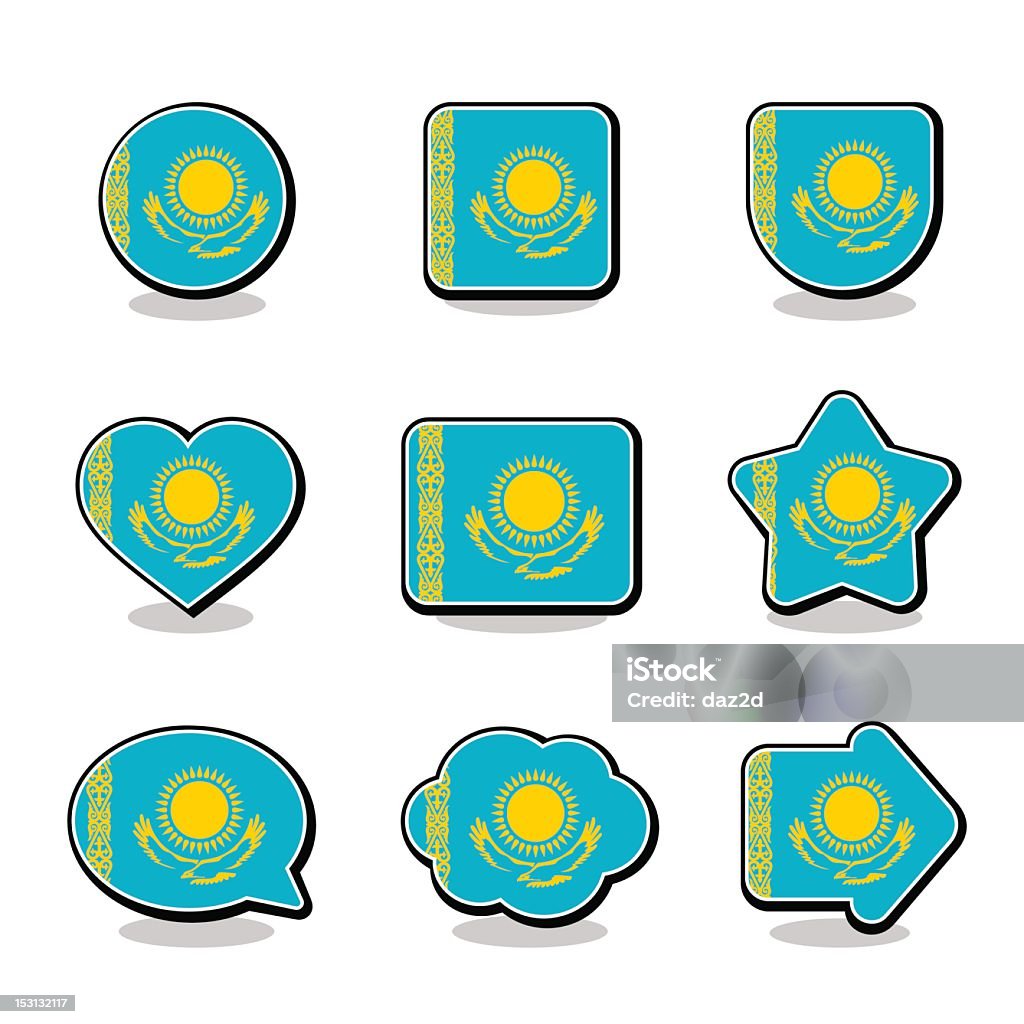 KAZAKHSTAN ENSEMBLE D'ICÔNES DRAPEAU - clipart vectoriel de Armoiries libre de droits