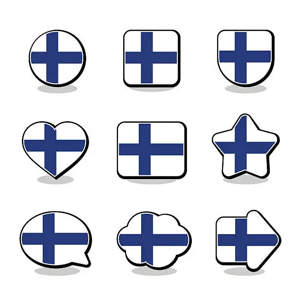 Vector illustration of FINLAND FLAG ICON SET