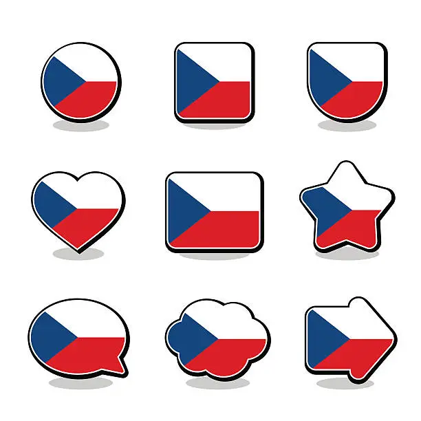 Vector illustration of CZECH FLAG ICON SET