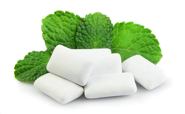 Fresh chewing gum Fresh leas mint with two chewing gum mint chewing gum stock pictures, royalty-free photos & images
