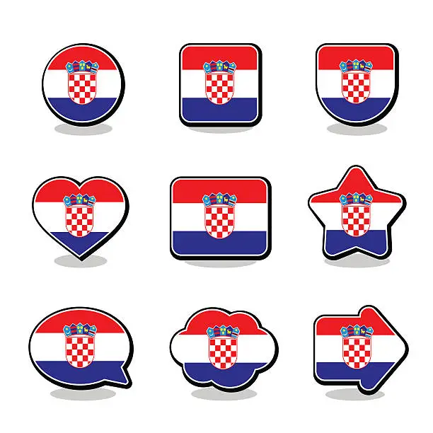 Vector illustration of CROATIA FLAG ICON SET