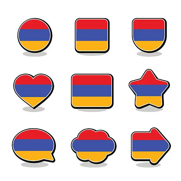 Vector illustration of ARMENIA FLAG ICON SET