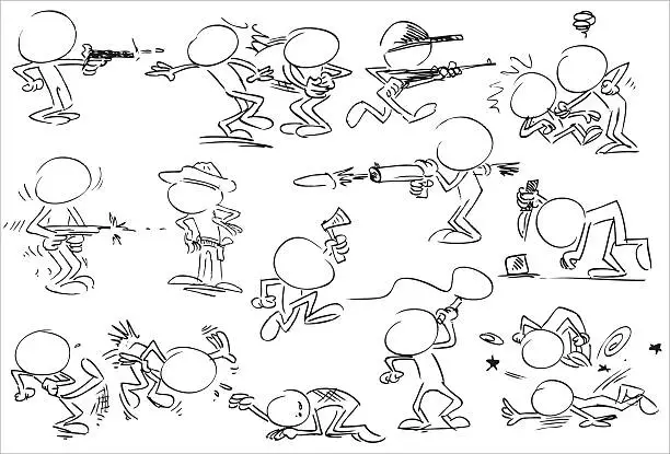 Vector illustration of fighting character actions