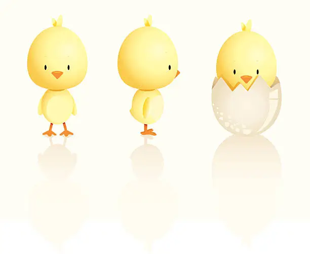 Vector illustration of Cute Easter Chicks