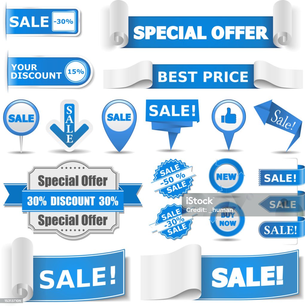 Niebieski sprzedaż banerów - Grafika wektorowa royalty-free (Banner internetowy)