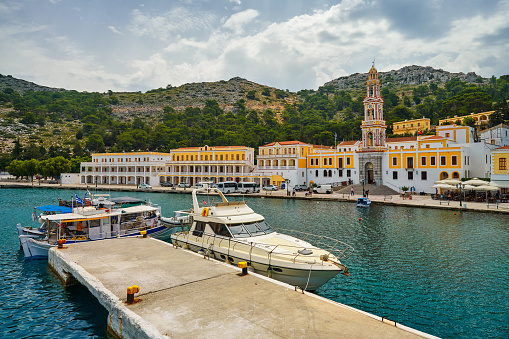 At the southern end of the islet of Symi there is the Panormitis bay, where the monastery of Michael the Archangel is located. This is the most important place of his cult in the Dodecanese archipelag