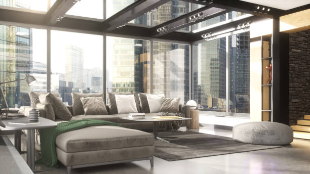 istock Contemporary Luxury Loft Living Room 1531377924