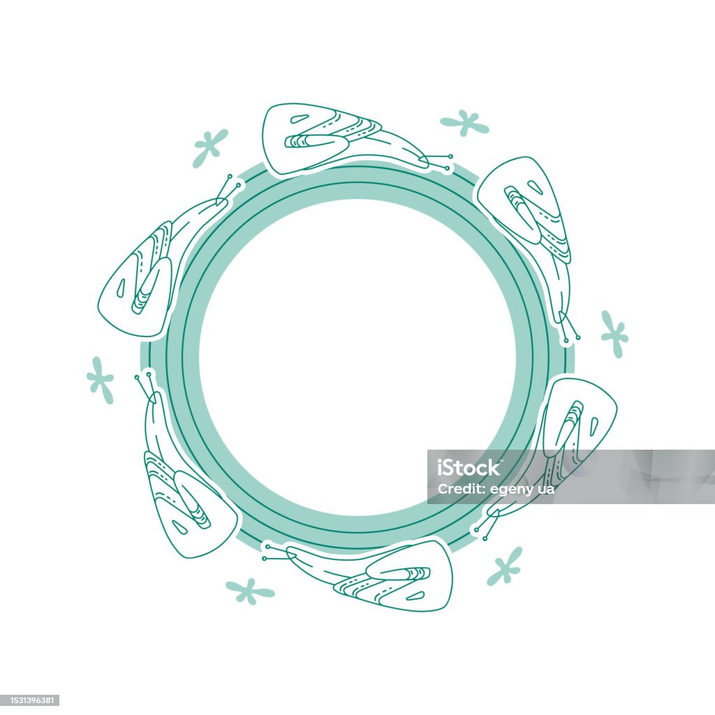 Snails Frame Round Frame With Cute Snails Stock Illustration - Download Image Now ...