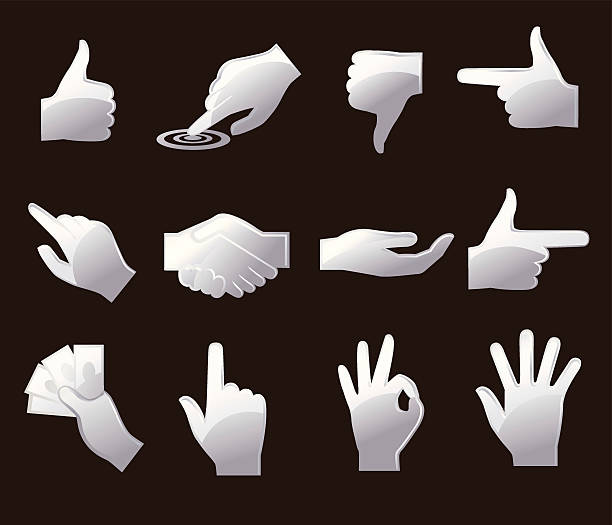 Hand Icon set White 12 set of White hand icons. disgust social networking rudeness teamwork stock illustrations