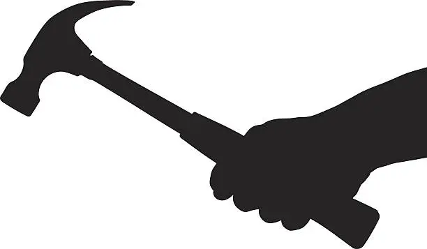 Vector illustration of Vector of a hand holding hammer