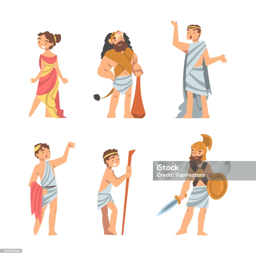 Helenos Ilustración de Griegos O Helenos Personaje En La Ropa Étnica Vector ...