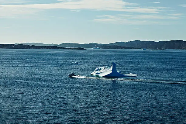Arctic boat in Greenland, Disco Bay, Iceberg