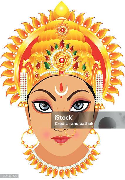 Abstract Detailed Goddess Durga Face Stock Illustration - Download Image Now - Bindi, Abstract, Celebration