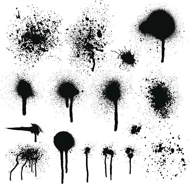 ilustrações de stock, clip art, desenhos animados e ícones de spray de tinta elementos - splattered