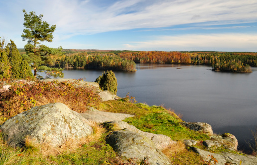 Idyllic autumn's view from Swedish hill