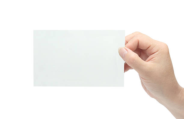 hand Gripping Blank card stock photo