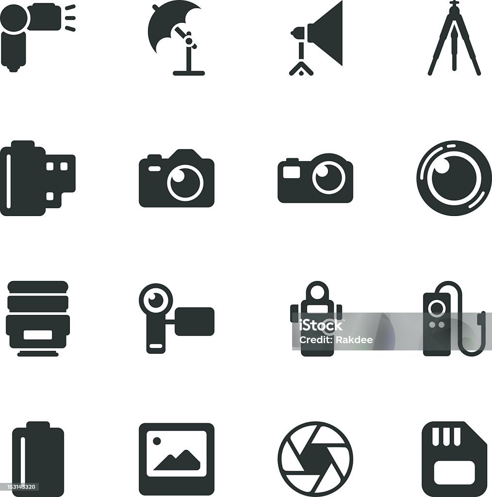 Photography Silhouette Icons Photography Silhouette Vector File Icons. Camera - Photographic Equipment stock vector