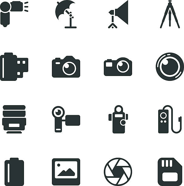 Photography Silhouette Icons Photography Silhouette Vector File Icons. lightbox illustrations stock illustrations